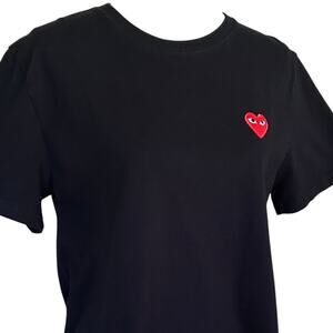 Authentic Comme des Garçons PLAY Red Heart Patch Black T-Shirt Women's XL